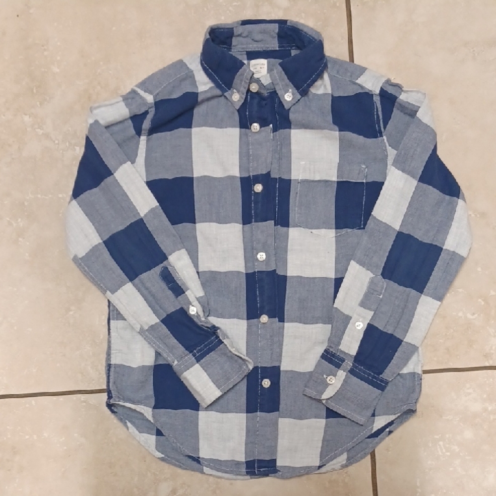 Crewcuts Navy and White Button Down Shirt, Size 6/7 Kids